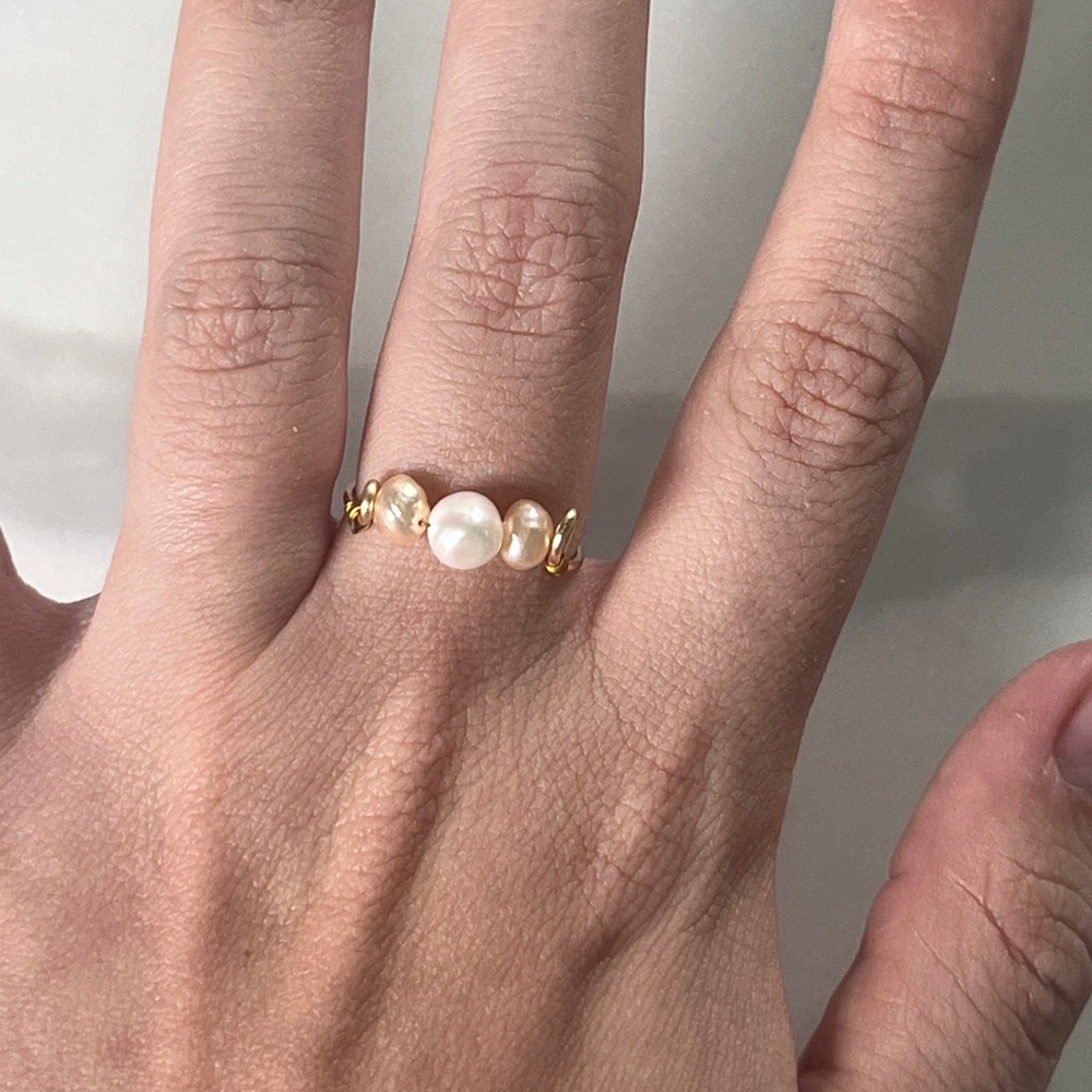 Custom Gold Handmade ring gemstone and pearls - Natural Ruby, Emerald, Sapphire - Picture 3 of 9